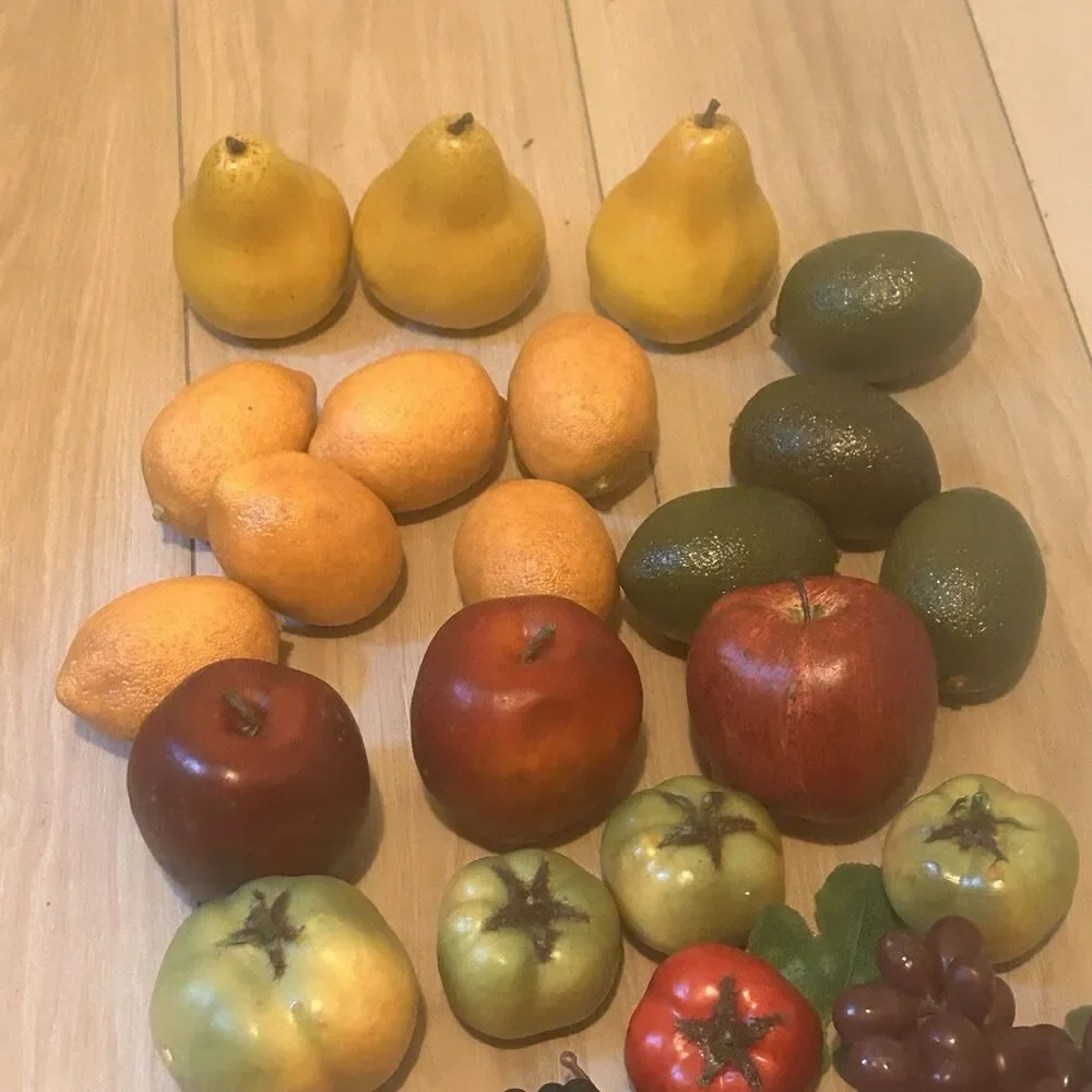 Vintage  Artificial Fruits Apple Grapes Lemon Lime Tomato MCM Country Farmhouse